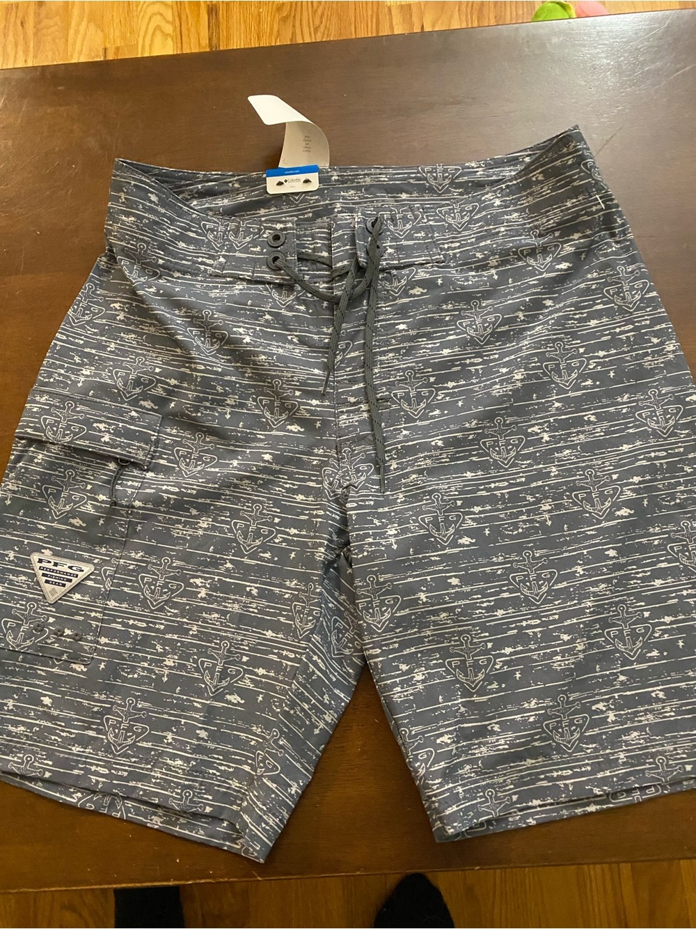 Men's Navy Anchor Print Swim Trunks - Columbia